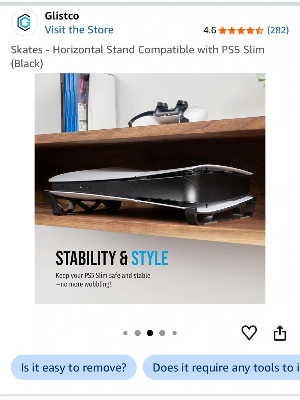 Black Horizontal Stand Skates for PS5 Slim